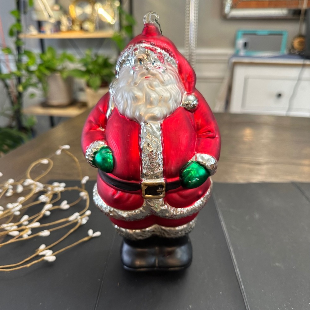 Dept‎ 56 Mercury Glass Handpainted St Nick Hanging Christmas Ornament 10.5''